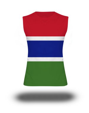 beyaz arka plan ve gölge Gambiya bayrağı ile atletik kolsuz gömlek