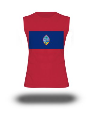 beyaz arka plan ve gölge Guam bayrağı ile atletik kolsuz gömlek