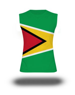 beyaz arka plan ve gölge Guyana bayrağı ile atletik kolsuz gömlek