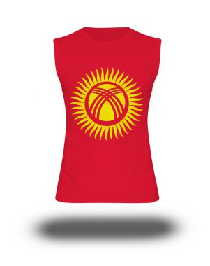 beyaz arka plan ve gölge kırgızistan bayrağı ile atletik kolsuz gömlek