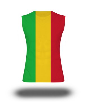 beyaz arka plan ve gölge Mali bayrağı ile atletik kolsuz gömlek