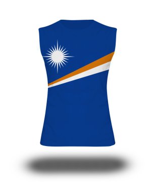 beyaz arka plan ve gölge üzerinde Marshll Adaları bayrağı ile atletik kolsuz gömlek