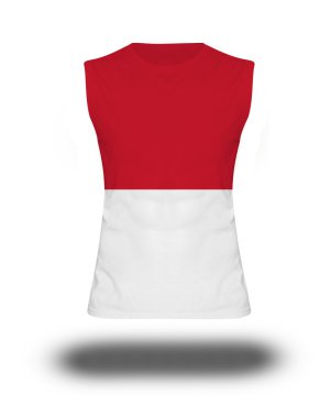 beyaz arka plan ve gölge Üzerinde Monako bayrağı ile atletik kolsuz gömlek