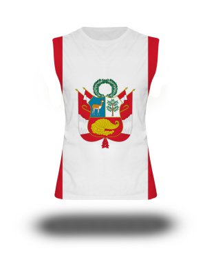 beyaz arka plan ve gölge Peru bayrağı ile atletik kolsuz gömlek