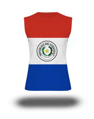 beyaz arka plan ve gölge üzerinde Paraguay bayrağı ile atletik kolsuz gömlek