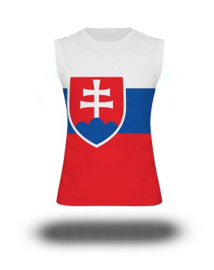 Slovakya bayrağı beyaz arka plan ve gölge ile atletik kolsuz gömlek