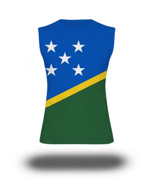 Solomon Adaları bayrak beyaz arka plan ve gölge ile atletik kolsuz gömlek