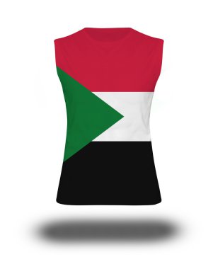 Beyaz arka plan ve gölge Sudan bayrağı ile atletik kolsuz gömlek