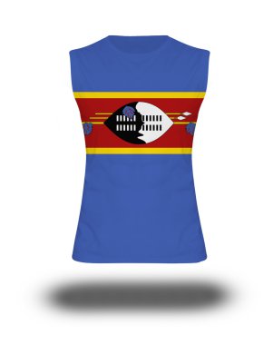 Svaziland bayrak beyaz arka plan ve gölge ile atletik kolsuz gömlek