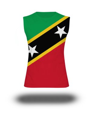 Saint Kitts ve Nevis bayrak beyaz arka plan ve gölge ile atletik kolsuz gömlek