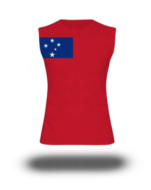 Samoa bayrak beyaz arka plan ve gölge ile atletik kolsuz gömlek