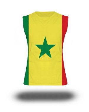 Senegal bayrak beyaz arka plan ve gölge ile atletik kolsuz gömlek