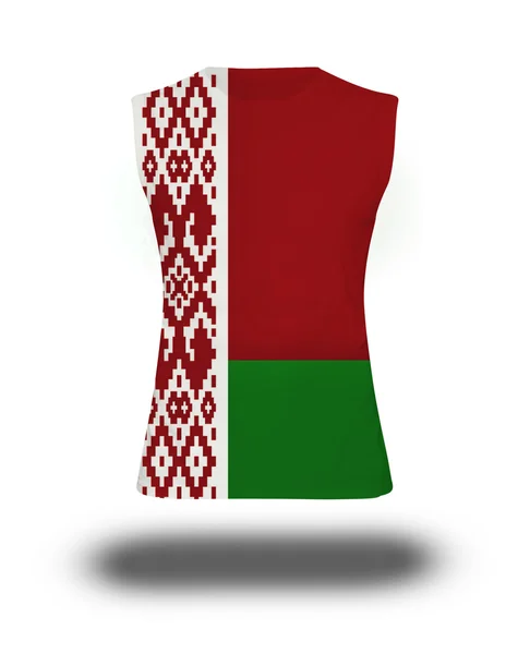 Athletic sleeveless shirt with Belarus flag on white background and shadow — Stock Photo, Image