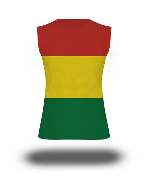 Atletische mouwloos shirt met Bolivia vlag op witte achtergrond en schaduw — Stockfoto