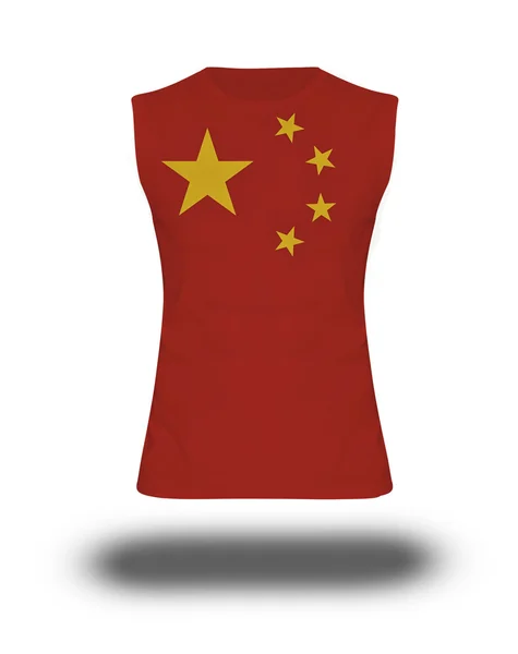 Camisa sem mangas atlética com bandeira da China no fundo branco e sombra — Fotografia de Stock