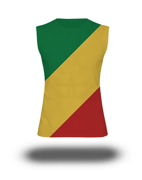 Camisa atlética sem mangas com bandeira do Congo no fundo branco e sombra — Fotografia de Stock