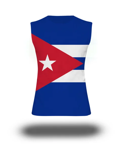 Camisa atlética sem mangas com bandeira Cuba no fundo branco e sombra — Fotografia de Stock