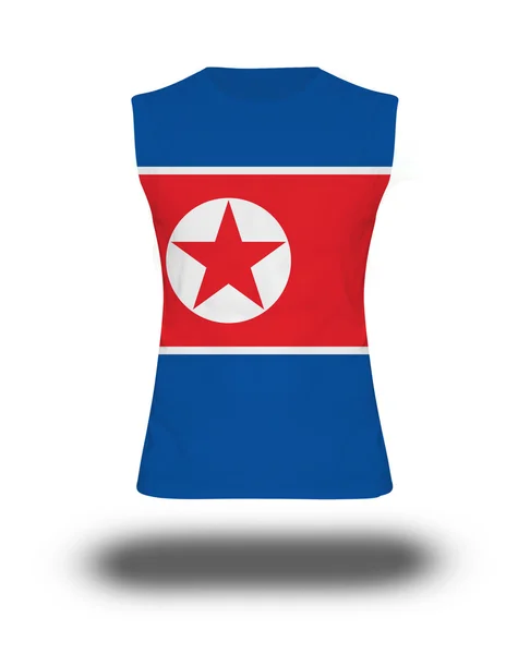 Camisa sem mangas atlética com bandeira da Coreia do DPR em backgroun branco — Fotografia de Stock