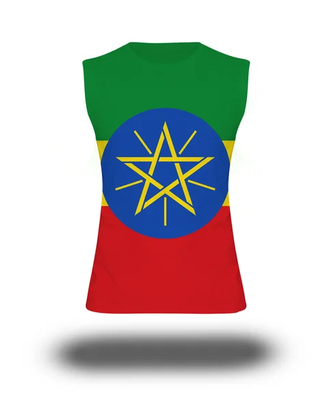 Sportliches ärmelloses Hemd mit Äthiopien-Flagge auf weißem Hintergrund — Stockfoto