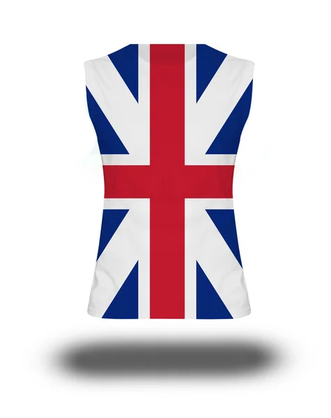 Camisa atlética sem mangas com bandeira da Grã-Bretanha em fundo branco e sombra — Fotografia de Stock