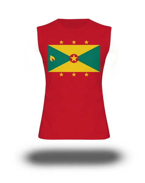 Chemise athlétique sans manches avec drapeau de la Grenade sur fond blanc et ombre — Photo