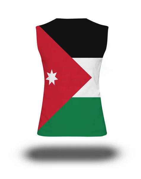 白い背景と影にヨルダンの旗を持つアスレチックノースリーブシャツ — ストック写真