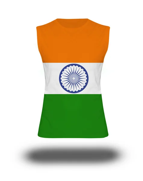 Athletic sleeveless shirt with India flag on white background and shadow — Stock Photo, Image