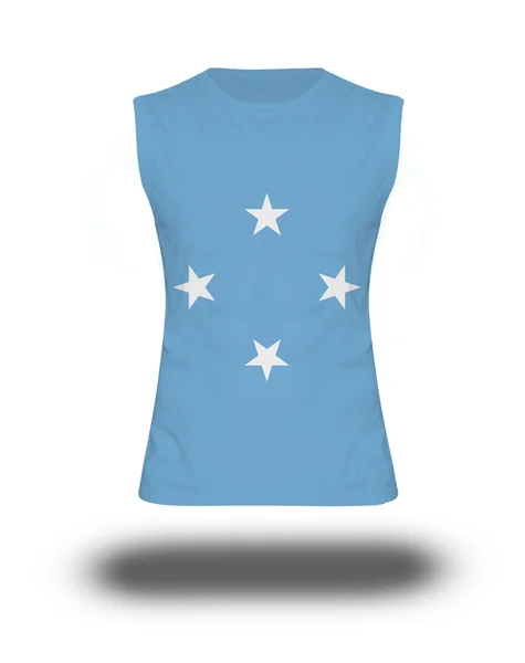 Atletische mouwloos shirt met Micronesia vlag op witte achtergrond en schaduw — Stockfoto