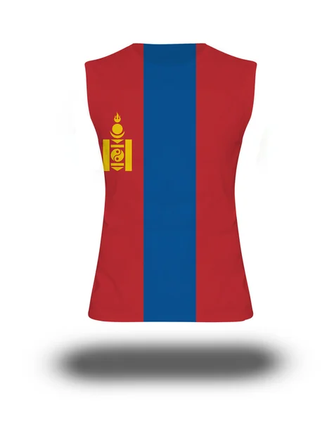 Athletic sleeveless shirt with Mongolia flag on white background and shadow — Stock Photo, Image