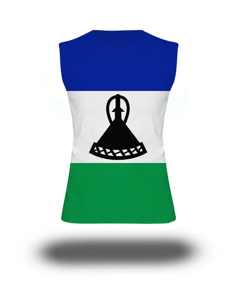 Chemise athlétique sans manches avec drapeau du Lesotho sur fond blanc et ombre — Photo