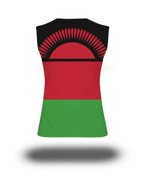 Atletische mouwloos shirt met Malawi vlag op witte achtergrond en schaduw — Stockfoto