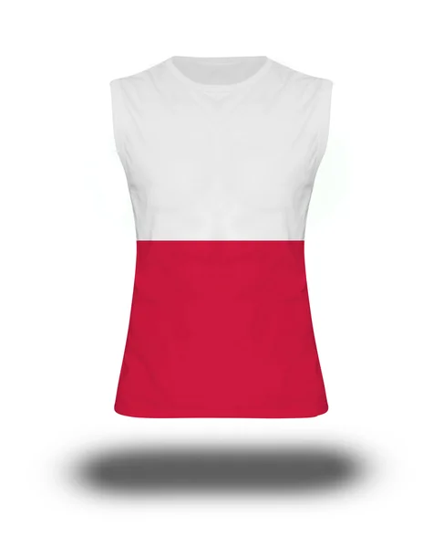 Camisa sin mangas atlética con bandera de Polonia sobre fondo blanco y sombra — Foto de Stock