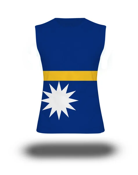 Athletic sleeveless shirt with Nauru flag on white background and shadow — Stock Photo, Image