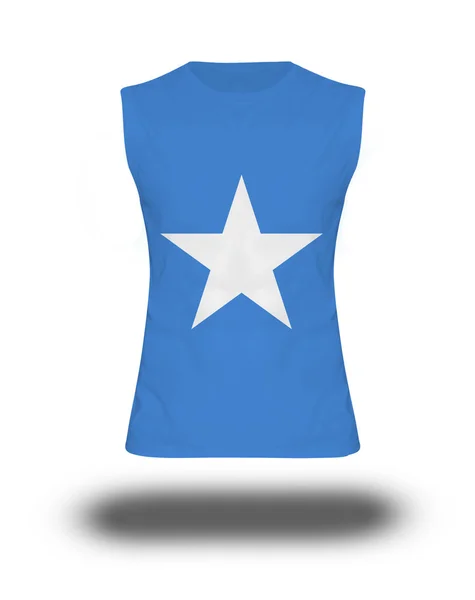 运动无袖衬衫与索马里国旗上的白色背景和阴影 — 图库照片
