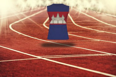 çizgileri ve Kamboçya bayrağı gömlek Kırmızı koşu parkuru