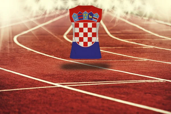Pista rossa con linee e bandiera croata sulla camicia — Foto Stock