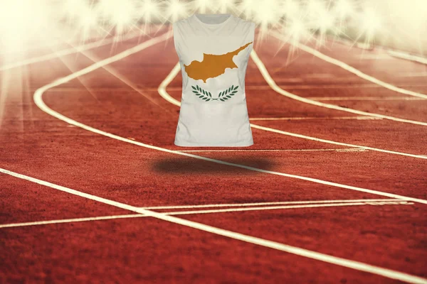 Çizgileri ve Kıbrıs bayrağı gömlek Kırmızı koşu parkuru — Stok fotoğraf