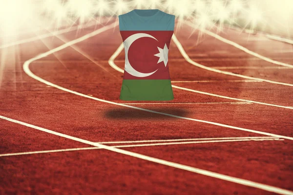 Красный беговая дорожка с линиями и флаг Азербайджана на рубашке — стоковое фото