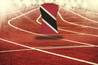çizgileri ve Trinidad ve Tobago bayrak gömlek Kırmızı koşu parkuru
