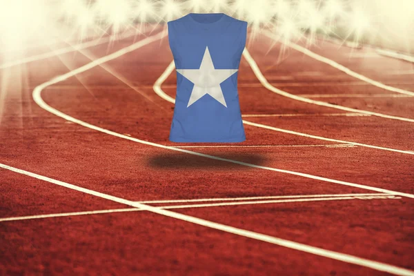 Çizgileri ve Somali bayrağı gömlek Kırmızı koşu parkuru — Stok fotoğraf