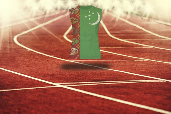 Çizgileri ve Türkmenistan bayrağı gömlek Kırmızı koşu parkuru — Stok fotoğraf