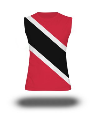 Trinidad ve Tobago bayrak beyaz arka plan ve gölge ile atletik kolsuz gömlek