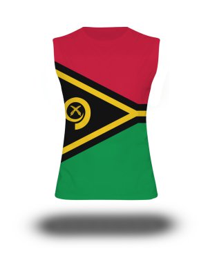 Vanautu bayrak beyaz arka plan ve gölge ile atletik kolsuz gömlek