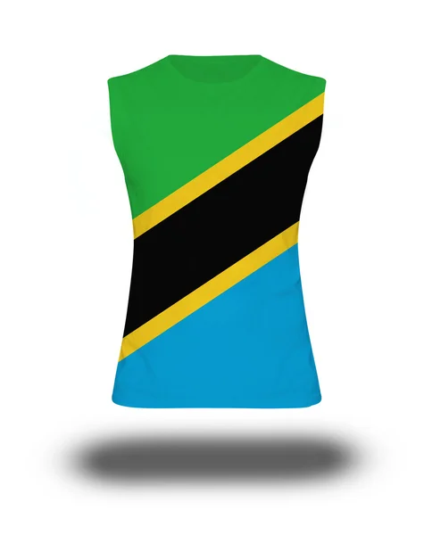 Camicia senza maniche atletica con bandiera Tanzania su sfondo bianco e ombra — Foto Stock