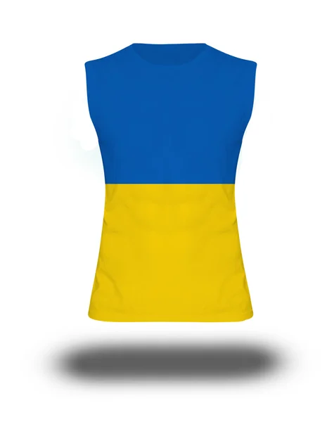 Chemise athlétique sans manches avec drapeau ukrainien sur fond blanc et ombre — Photo