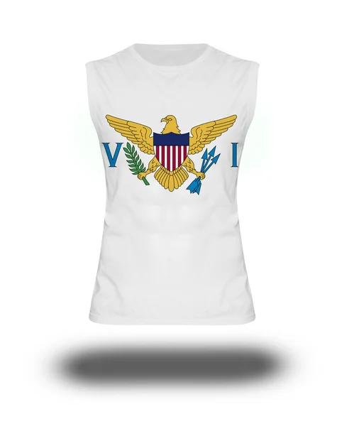 Atletische mouwloos shirt met Virgin Islands, ons vlag op witte achtergrond en schaduw — Stockfoto