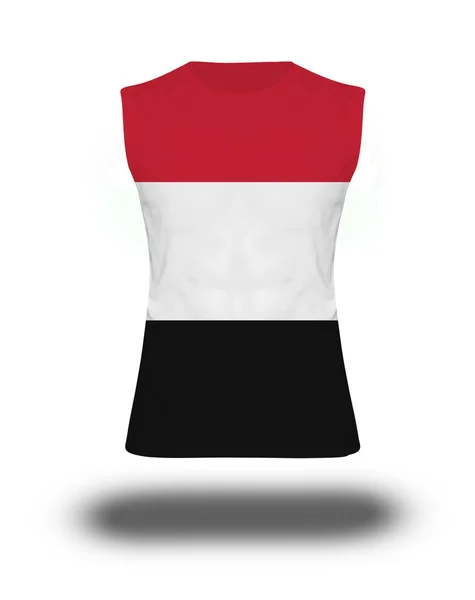 Atletische mouwloos shirt met Jemen vlag op witte achtergrond en schaduw — Stockfoto