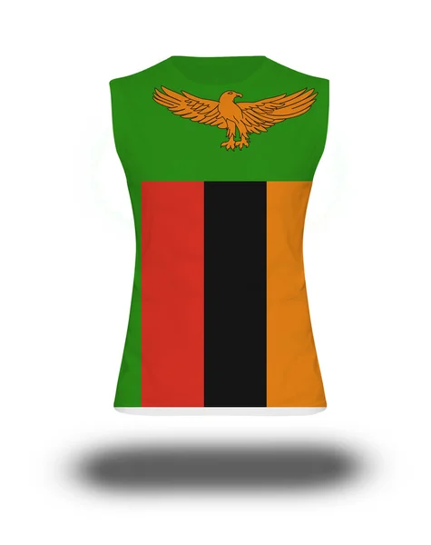Chemise athlétique sans manches avec drapeau de Zambie sur fond blanc et ombre — Photo