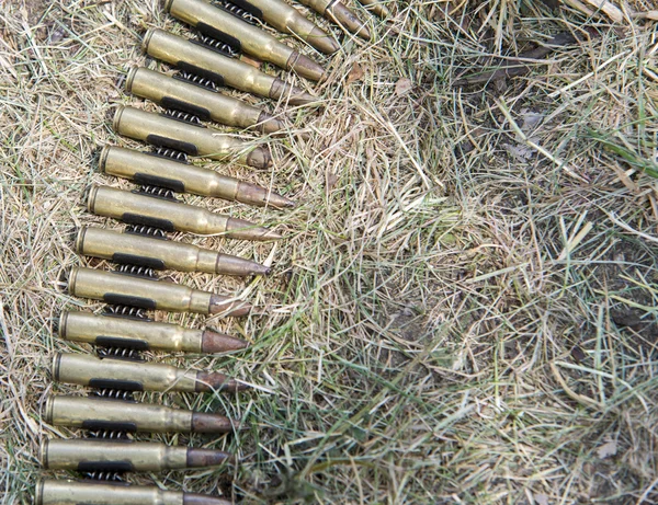 Munición a ametralladoras en hierba — Foto de Stock