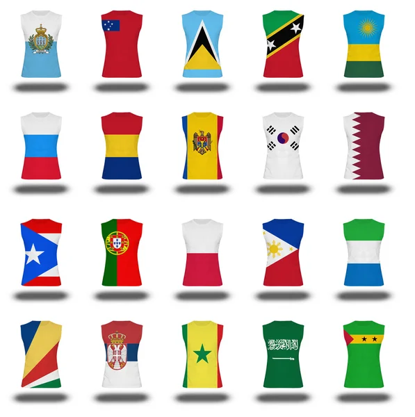 Compilation of nationals flag shirt icon on white background part 8\10 — Stock Photo, Image